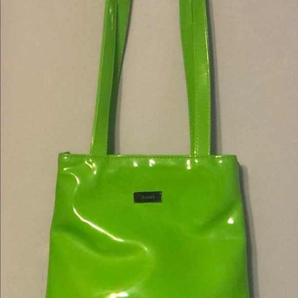 Guess Neon Green Patent Leather Shoulder Bag - Picture 4 of 8